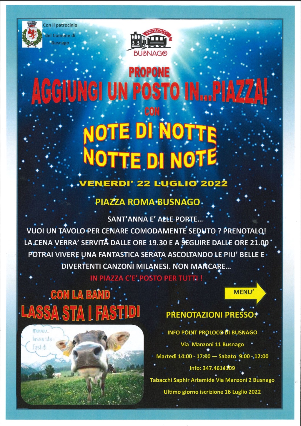 Apericena musicale Aggiungi un posto in... Piazza!